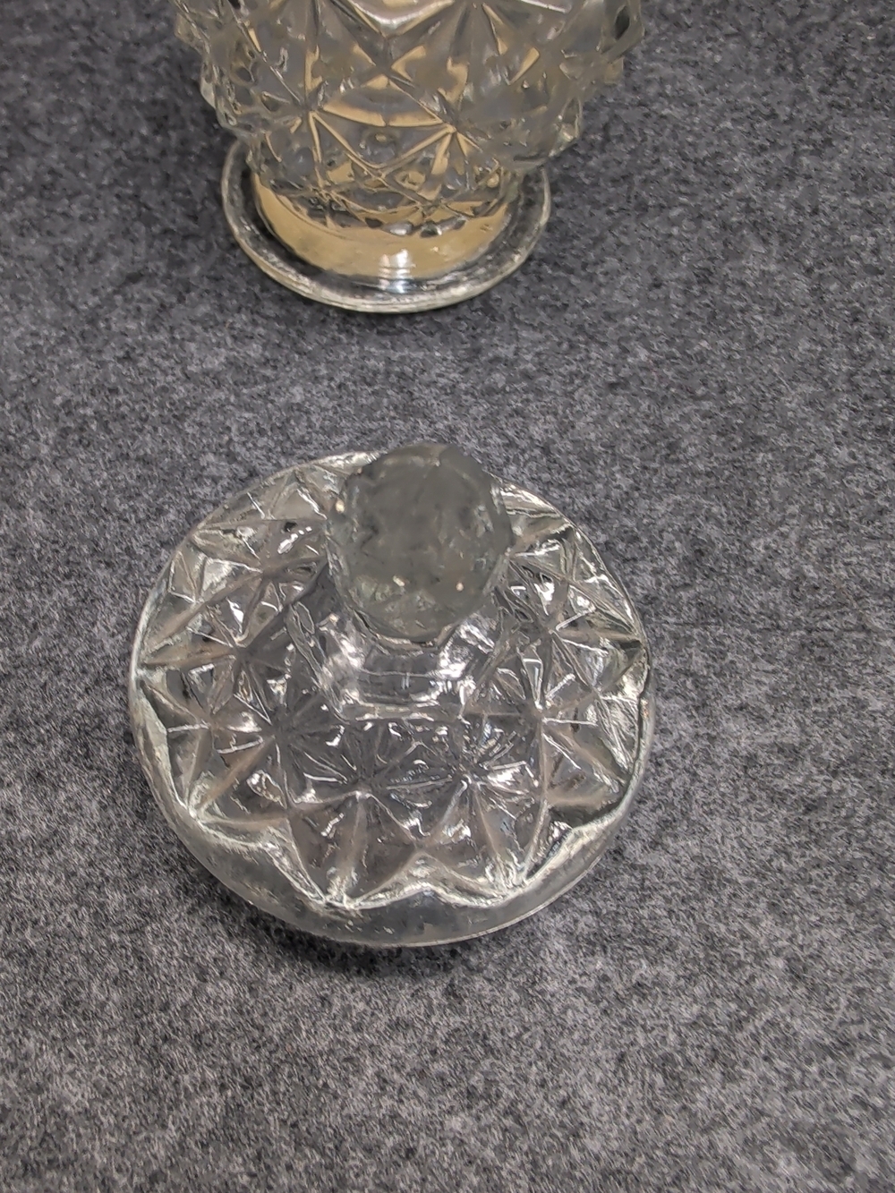 Avon Crystal Facet Press Glass Jar - Picture 3 of 7